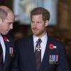 Le prince William, duc de Cambridge, et le prince Harry lors de la cérémonie commémorative de l'ANZAC Day à l'abbaye de Westminster à Londres. Le 25 avril 2018