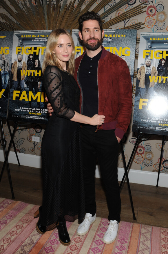 Emily Blunt et son mari John Krasinski à la projection du film "Fighting With My Family" à l'hôtel Crosby Street à New York. Le 11 février 2019.