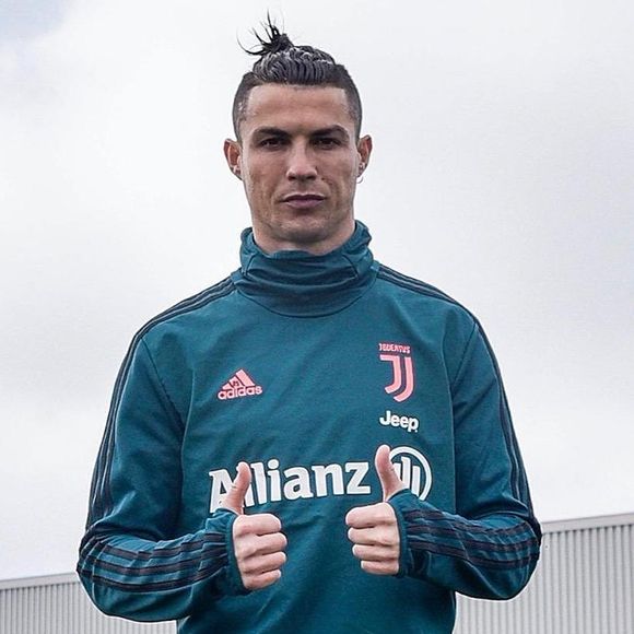 Cristiano Ronaldo avec la tenue d'entraînement de la Juventus de Turin. Mars 2020.