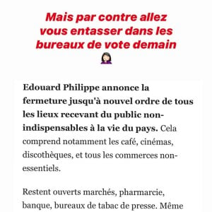 Agathe Auproux, publication du 14 mars 2020. Instagram.