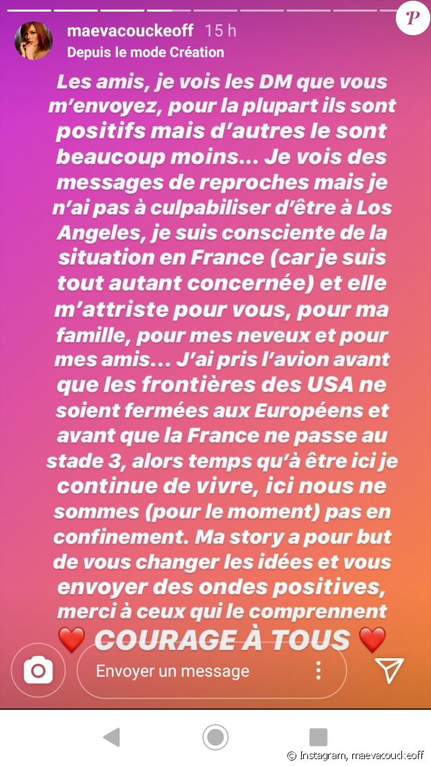 Maeva Coucke sur Instagram, le 15 mars 2019