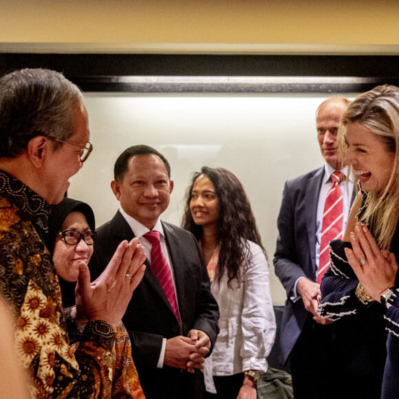 La reine Maxima des Pays-Bas lors d'une rencontre sur la finance inclusive à l'hôtel Kempinsky à Jakarta, à l'occasion d'un voyage officiel en Indonésie de 4 jours. Le 9 mars 2020.