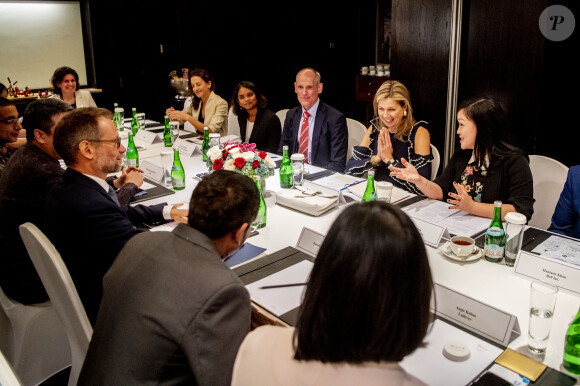 La reine Maxima des Pays-Bas lors d'une rencontre sur la finance inclusive à l'hôtel Kempinsky à Jakarta, à l'occasion d'un voyage officiel en Indonésie de 4 jours. Le 9 mars 2020.