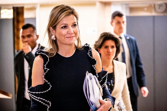 La reine Maxima des Pays-Bas lors d'une rencontre sur la finance inclusive à l'hôtel Kempinsky à Jakarta, à l'occasion d'un voyage officiel en Indonésie de 4 jours. Le 9 mars 2020.