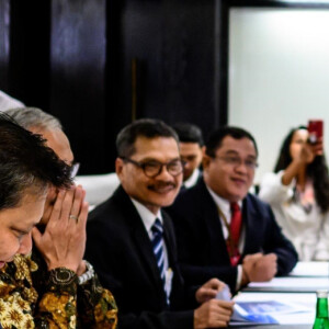 La reine Maxima des Pays-Bas lors d'une rencontre sur la finance inclusive à l'hôtel Kempinsky à Jakarta, à l'occasion d'un voyage officiel en Indonésie de 4 jours. Le 9 mars 2020.