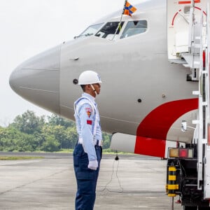 Le roi Willem-Alexander et la reine Maxima des Pays-Bas à son arrivée à l'aéroport de Yogyakarta, à l'occasion d'un voyage officiel en Indonésie. Le 11 mars 2020  King Willem-Alexander and Queen Maxima of The Netherlands arrive at the airport Adi Sucipto Yogyakarta in Indonesia, 11 March 2020. The Dutch King and Queen are in Indonesia for their 4 day State Visit. King Willem-Alexander is in the pilot seat of the plane.11/03/2020 - Yogyakarta