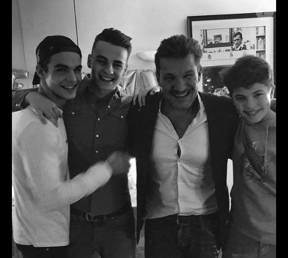 Benjamin Castaldi et ses trois fils, Simon, Julien et Enzo - Instagram, mai 2018