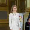 La princesse Elisabeth de Belgique, duchesse de Brabant, lors de la célébration de son 18e anniversaire au palais royal à Bruxelles le 25 octobre 2019.