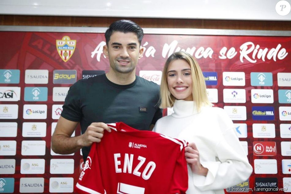 Enzo Zidane avec sa compagne Karen Gonçalves lors de la ...