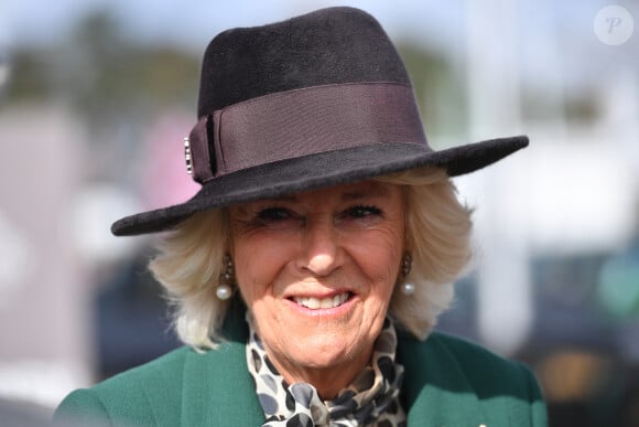 Camilla Parker Bowles, duchesse de Cornouailles arrive au festival de Cheltenham à l'hippodrome de Cheltenham le 11 mars 2020.