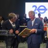 Le prince Charles, prince de Galles, et Camilla Parker Bowles, duchesse de Cornouailles, célèbrent le 20ème anniversaire de la société "Transport for London" au "London Transport Museum" à Londres, le 4 mars 2020.