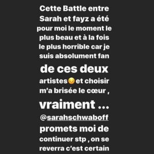 The Voice : Amel Bent réagit sur Instagram après avoir éliminé Sarah Schawb.