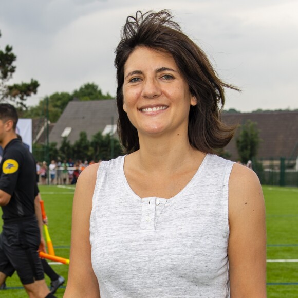 Exclusif - Estelle Denis lors du match caritatif entre le Variétés Club de France et une sélection du FC Coubron au profit de l'association Envoludia lors de l'inauguration du complexe Thierry Roland à Courbon, Seine-Saint-Denis, France, le 30 juin 2019. © Pierre Perusseau/Bestimage