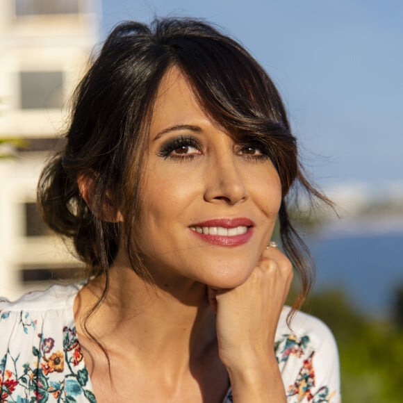 Exclusif - Fabienne Carat avant de monter les marches du 72e Festival du Film de Cannes, sur la terrasse de Sandra & Co, à Cannes, le 16 mai 2019. © Pierre Perusseau / Bestimage