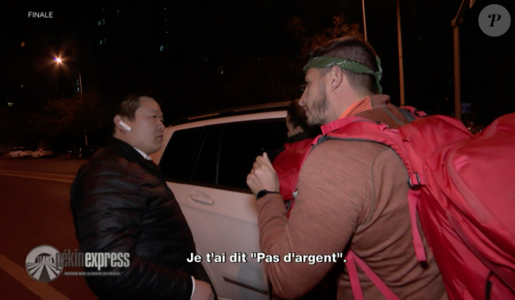 Julie et Denis, leur chauffeur met leur finale en danger. Emission "Pékin Express 2020", le 7 avril sur M6.