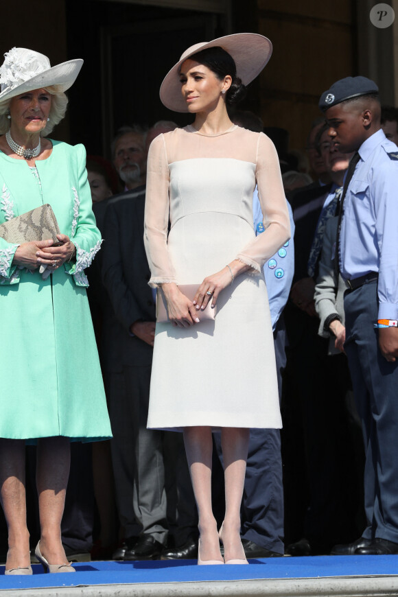 Meghan Markle lors de la fête d'anniversaire des 70 ans du prince Charles à Buckingham, le 22 mai 2018. 