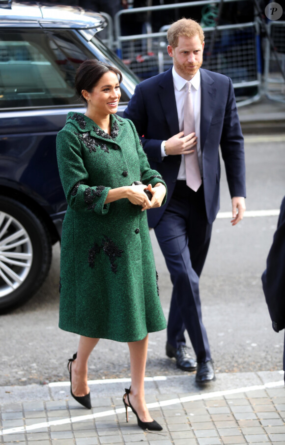 Meghan Markle (enceinte) et le prince Harry, duc de Sussex, assistent à une activité jeunesse le Jour du Commonwealth à la Maison du Canada le 11 mars 2019 à Londres.