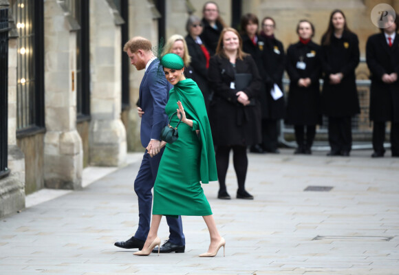 Le prince Harry, duc de Sussex, et Meghan Markle, duchesse de Sussex, lors de la cérémonie du Commonwealth en l'abbaye de Westminster à Londres, le 9 mars 2020.