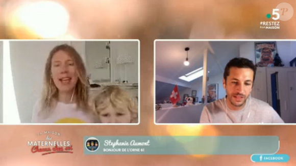 Le fils d'Agathe Lecaron, Felix, débarque en plein direct dans "Les Maternelles" - France 5