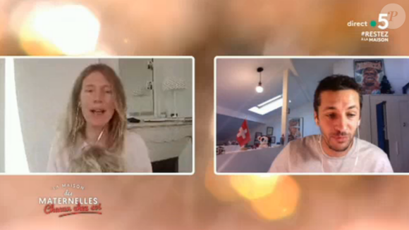 Le fils d'Agathe Lecaron, Felix, débarque en plein direct dans "Les Maternelles" - France 5