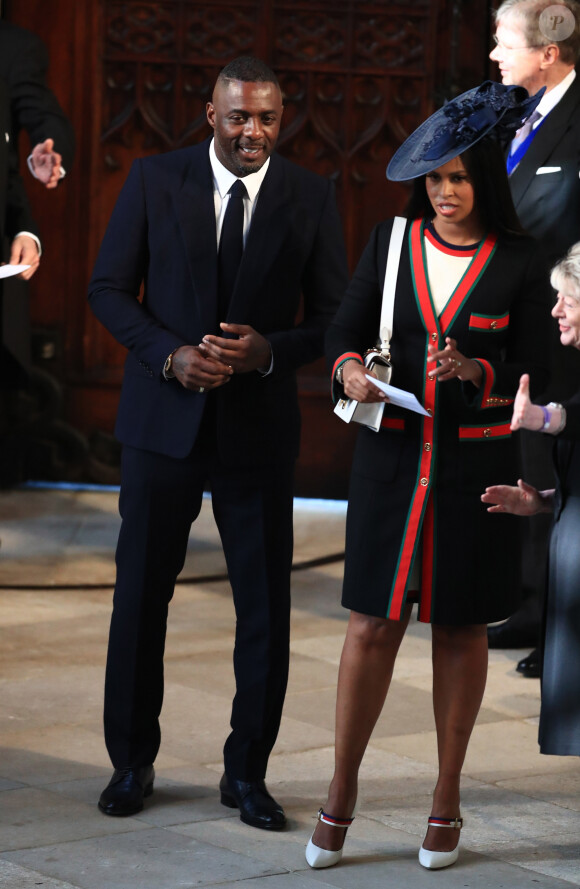 Idris Elba et Sabrina Dhowre au mariage du prince Harry et de Meghan Markle le 19 mai 2018 à Windsor.
