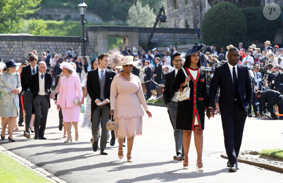 Idris Elba et Sabrina Dhowre au mariage du prince Harry et de Meghan Markle le 19 mai 2018 à Windsor.