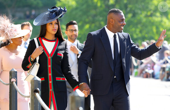 Idris Elba et Sabrina Dhowre au mariage du prince Harry et de Meghan Markle le 19 mai 2018 à Windsor.