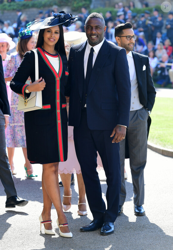 Idris Elba et Sabrina Dhowre au mariage du prince Harry et de Meghan Markle le 19 mai 2018 à Windsor.