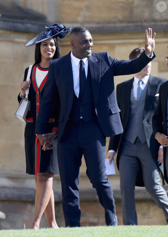 Idris Elba et Sabrina Dhowre au mariage du prince Harry et de Meghan Markle le 19 mai 2018 à Windsor.