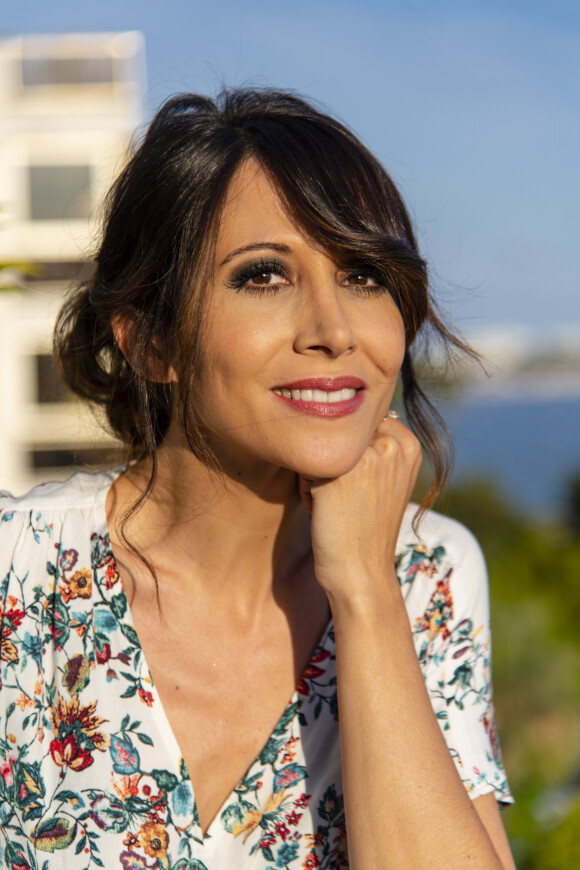 Exclusif - Fabienne Carat avant de monter les marches du 72e Festival du Film de Cannes, sur la terrasse de Sandra & Co, à Cannes, le 16 mai 2019. © Pierre Perusseau / Bestimage