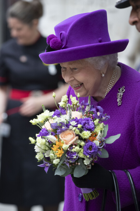 La reine Elisabeth II d'Angleterre a inauguré les nouveaux locaux de l'hôpital "Royal National ENT and Eastman Dental Hospital" à Londres. Le 19 février 2020  On February 19th 2020. Queen Elizabeth II leaving after she officially opened the new premises of the Royal National ENT and Eastman Dental Hospitals in London. PA Photo. Picture date: Wednesday February 19, 2020. See PA story ROYAL Queen. Photo credit should read: Heathcliff O'Malley/Daily Telegraph/PA Wire19/02/2020 - Londres
