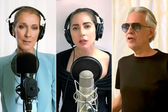 Céline Dion, Lady Gaga et Andra Bocelli chantent pour le concert "One World: Together at Home" organisé par l'OMS, le 18 avril 2020.