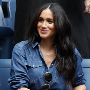 Meghan Markle, dans les tribunes de la finale femme du tournoi de l'US Open 2019 opposant Serena Williams à Bianca Andreescu (3-6 / 5-7) au Billie Jean King National Tennis Center à New York, le 7 septembre 2019.