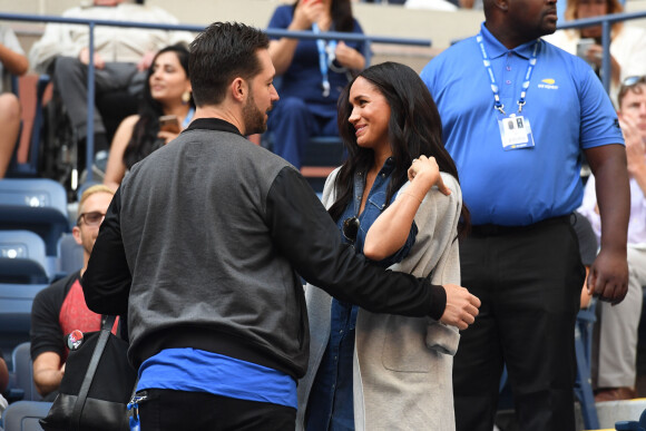 Meghan Markle et Alexis Ohanian (le mari de S. Williams) dans les tribunes de la finale femme du tournoi de l'US Open 2019 opposant Serena Williams à Bianca Andreescu (3-6 / 5-7) au Billie Jean King National Tennis Center à New York, le 7 septembre 2019.