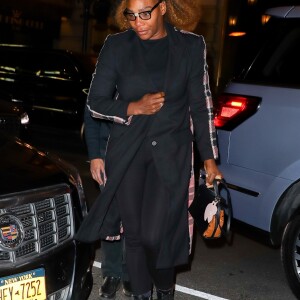 Serena Williams arrive au Polo Bar à New York, pour dîner avec la duchesse de Sussex. Le 19 février 2019