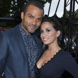 Tony Parker et sa femme Axelle Francine - Première du film "Jurassic World" à l'Ugc Normandie à Paris le 29 mai 2015.