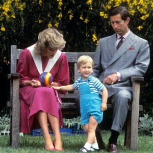 Diana, le prince Charles et leur fils William au palais de Kensinton en 1984.