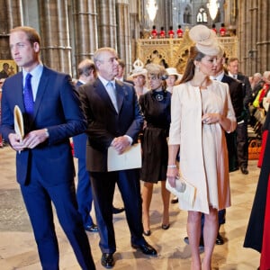 Le prince William, le prince Andrew et Kate Catherine Middleton (enceinte), duchesse de Cambridge - 60eme anniversaire du couronnement de la reine Elisabeth II d'Angleterre en l'abbaye de Westminster a Londres le 4 juin 2013.