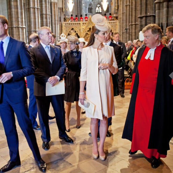 Le prince William, le prince Andrew et Kate Catherine Middleton (enceinte), duchesse de Cambridge - 60eme anniversaire du couronnement de la reine Elisabeth II d'Angleterre en l'abbaye de Westminster a Londres le 4 juin 2013.