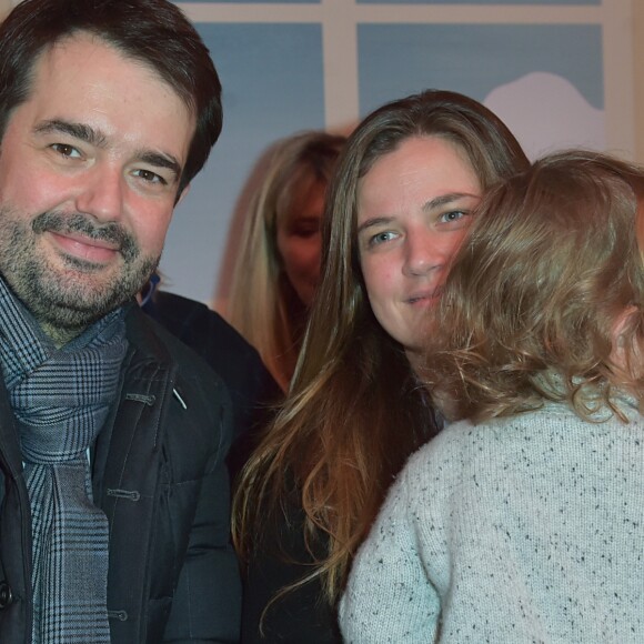 Jean-François Piége avec sa femme Elodie Tavares-Piège et leur fils Antoine - People au défilé de mode de la collection hiver 2018 "Bonpoint" à Paris le 24 janvier 2018. © Giancarlo Gorassini/Bestimage