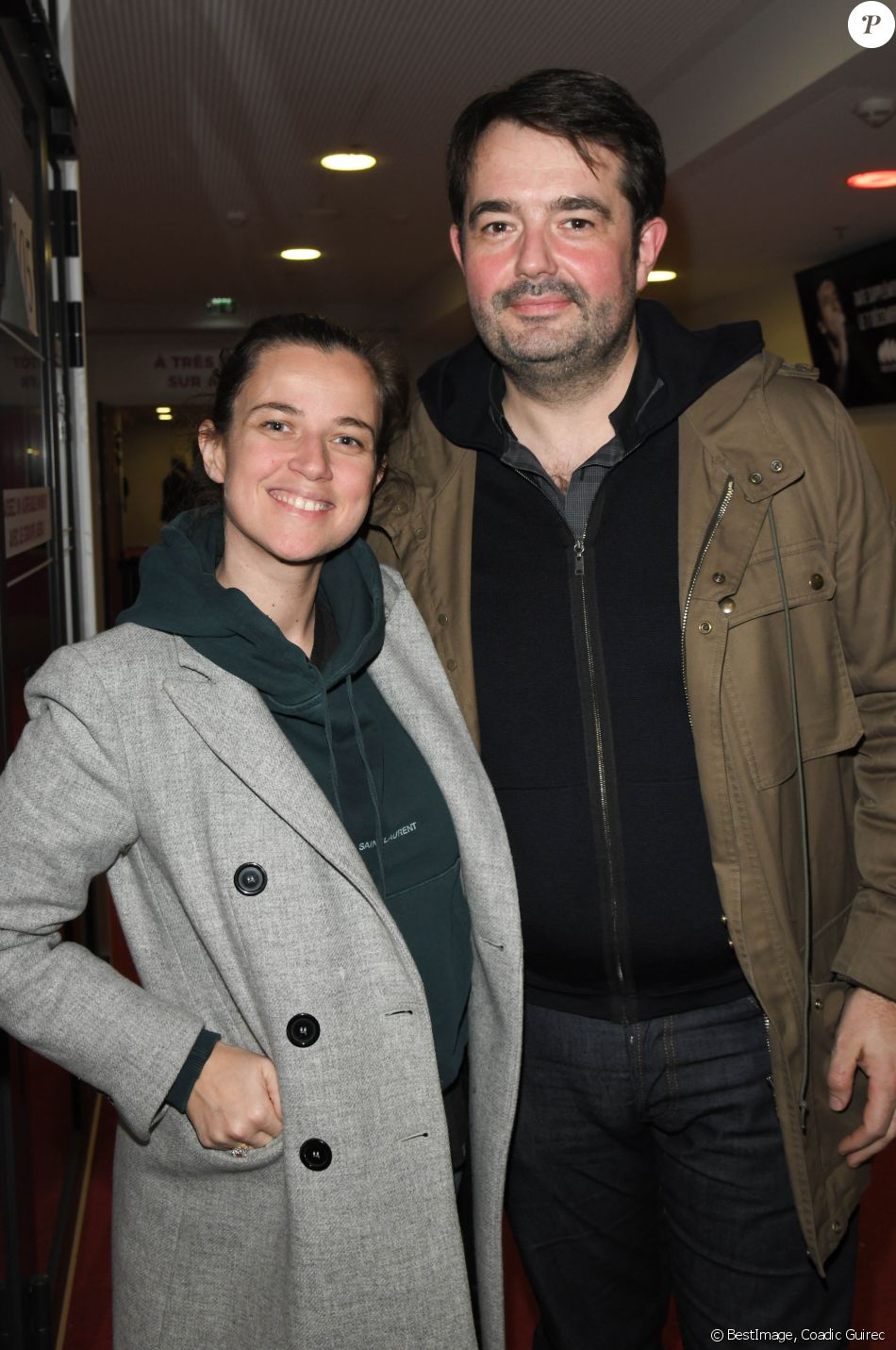 Jean-François Piège et sa femme Elodie - People en backstage lors du deuxième jour du concert de Patrick Bruel lors de sa tournée &quot;Ce soir on sort...&quot; à Paris La Défense Arena le 7 décembre 2019. © Coadic Guirec/Bestimage