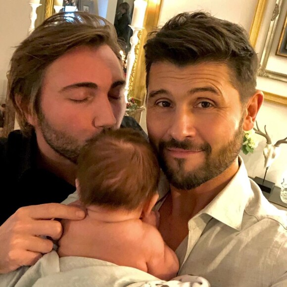 Christophe Beaugrand et Ghislain Gerin avec leur fils Valentin le 1er janvier 2020.