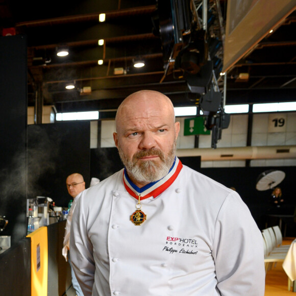 Exclusif - Philippe Etchebest préside le salon français de la restauration "Expotel" à Bordeaux. Il dirige aussi la journée des chefs et sa compétion regroupant 22 Etoiles sur l'évènement, le 25 Novembre 2019. © Patrick Bernard/ Bestimage