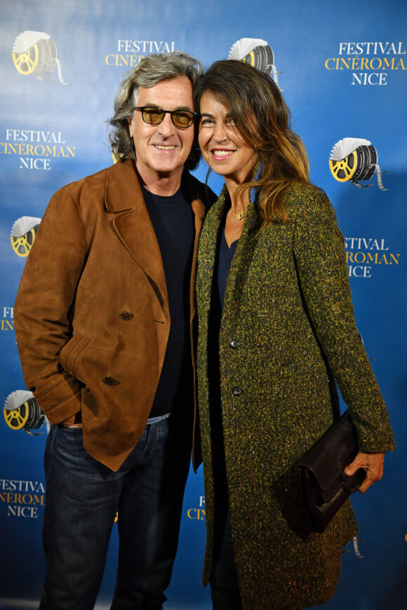 François Cluzet et sa femme Narjiss durant la troisième soirée de la première éditon du Festival Ciné Roman à Nice le 25 octobre 2019. ©Bruno Bebert / Bestimage