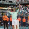 Roger Federer a remporté son 101ème titre en finale du Masters 1000 de Miami contre J. Isner, le 31 mars 2019.