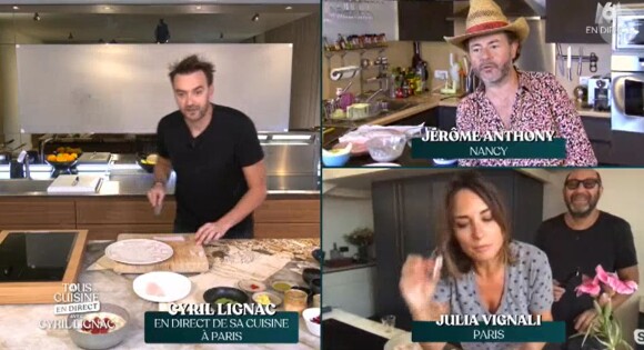 Julia Vignali et Kad Merad dans "Tous en cuisine", le 11 juin 2020, sur M6