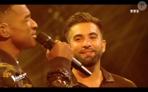 Kendji Girac et Abi lors de la finale de The Voice 2020, diffusée sur TF1. Le samedi 13 juin 2020.