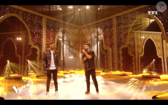 Kendji Girac et Abi lors de la finale de The Voice 2020, diffusée sur TF1. Le samedi 13 juin 2020.