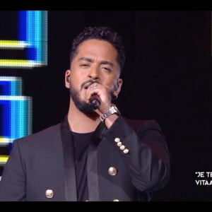 Slimane lors de la finale de The Voice 2020, diffusée sur TF1. Le samedi 13 juin 2020.