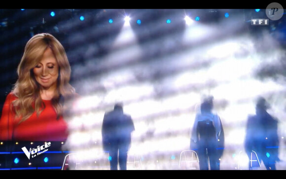 Le jury de l'émission chante "Imagine", de John Lennon, lors de la finale de The Voice 2020, diffusée sur TF1. Le samedi 13 juin 2020.